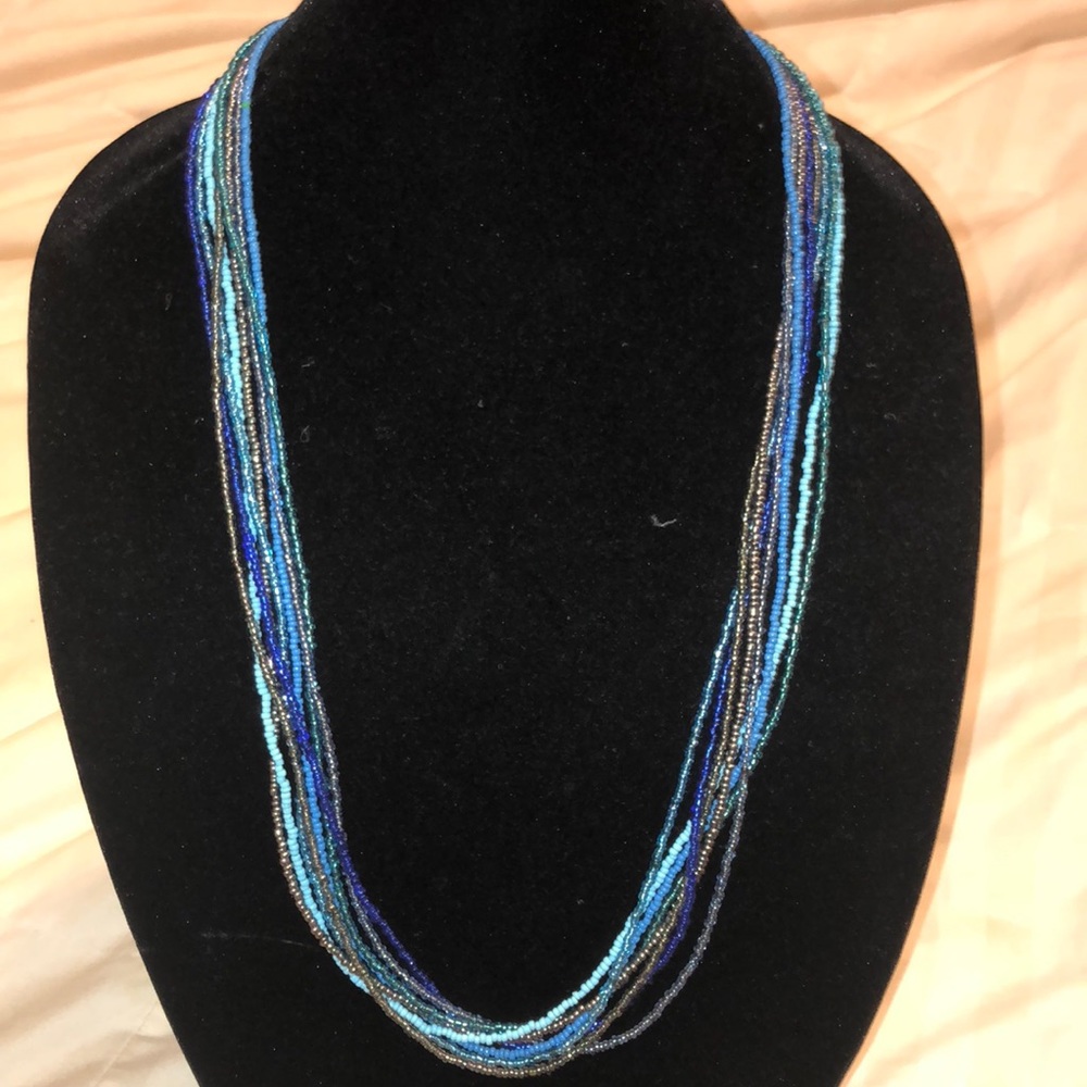 Handmade blue beaded necklace